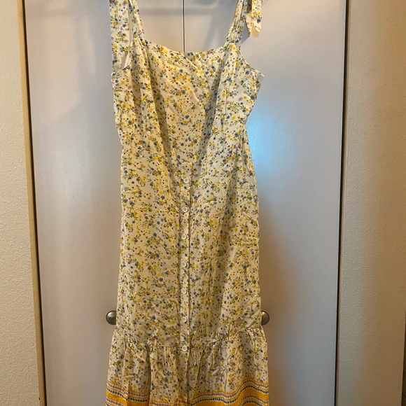 NWT Lost & Wander Tie Strap Marilyn Yellow Floral Midi Dress M - Picture 2 of 5